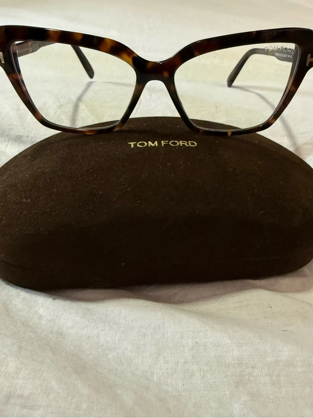 Tom Ford Tortoiseshell Square Women's Glasses with Gold Accent
